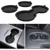 For Tesla Model 3 Accessories - Model Y -2024 2025 Cup Holder Erts Center Console Liner Coasters Mat Pad Interior Decoration 3D Silicone (Black Trim,