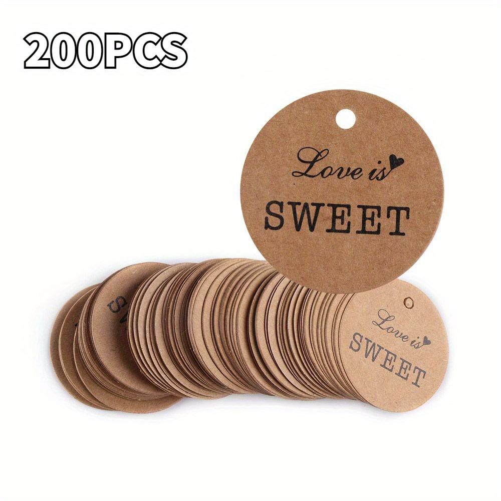 200PCS Labels Thank You Handmade Hang Tags Gift Bag Hang Tags Candy Boxes Price Kraft Paper Label Packaging Wishing Bottle Craft