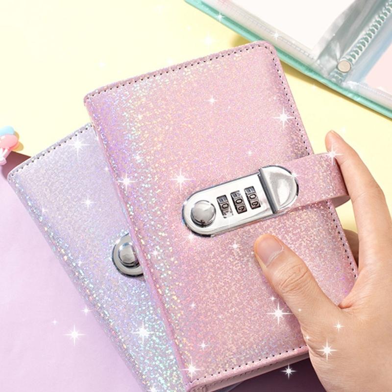 Money Organiser Notebook with Password Lock 50 Clear Plastic Sleeve Portable Money Saving Book for Travel and Daily Use