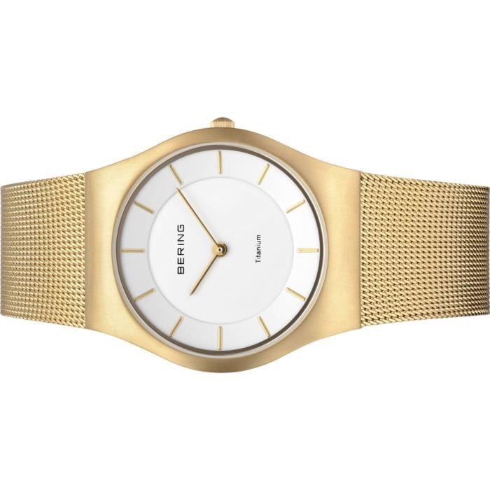 Montre Femme - BERING - 11935-334 - Quartz - Analogique - Titane Doré Et Métal Gris