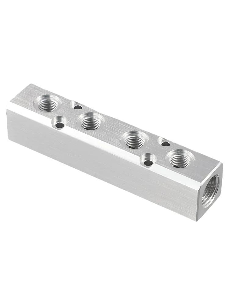 Air Hose Manifold Blocks G1 4 Port Pump Splitter Threaded Fitting High Hardness Inline Smooth Anti Oxidation Convenient Cylinder