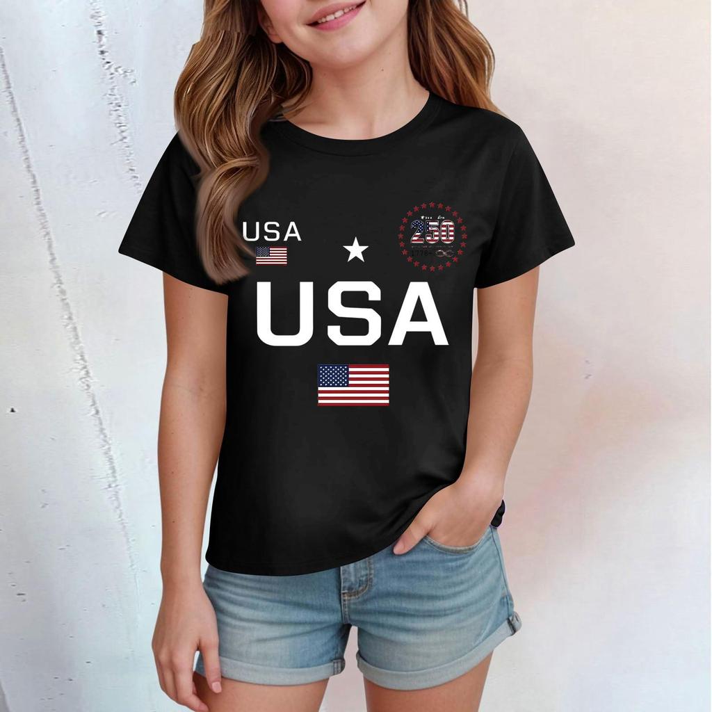 Casual bedrukte top met ronde hals en korte mouwen voor kinderen