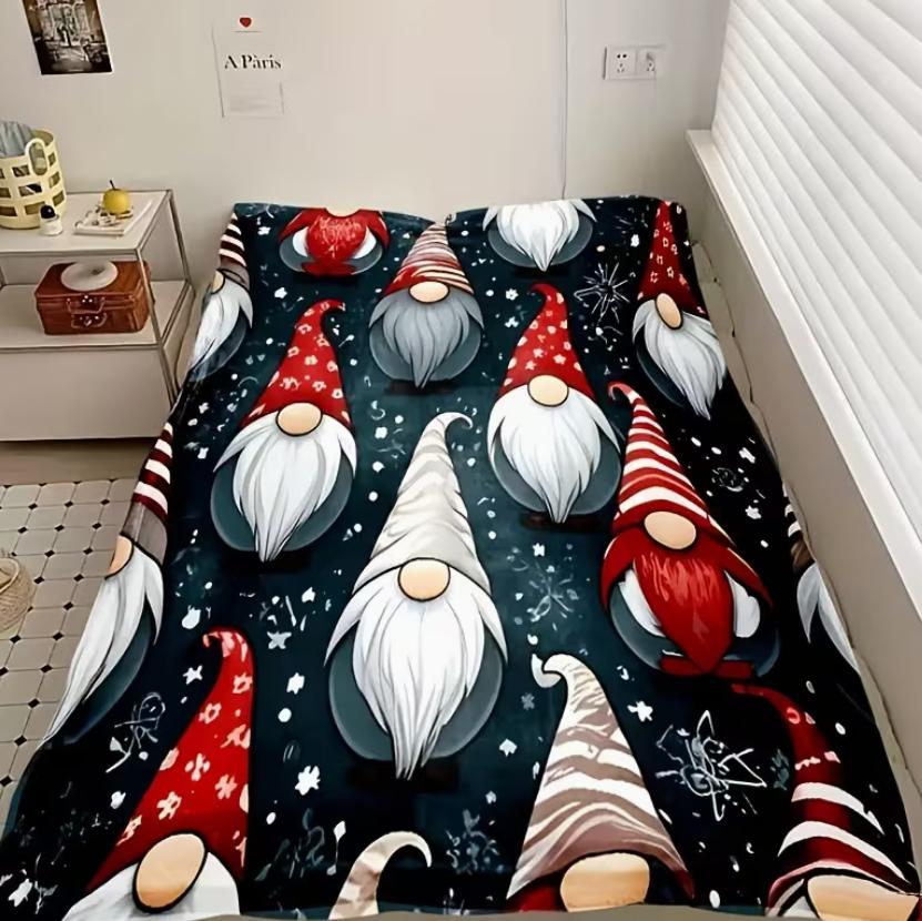 Plush Flannel Valentine'S Gnome Printed Blanket – Ultra-Soft And Comfortable Chair, Sofa, Nap, Or – Aesthetic Year-Round Style