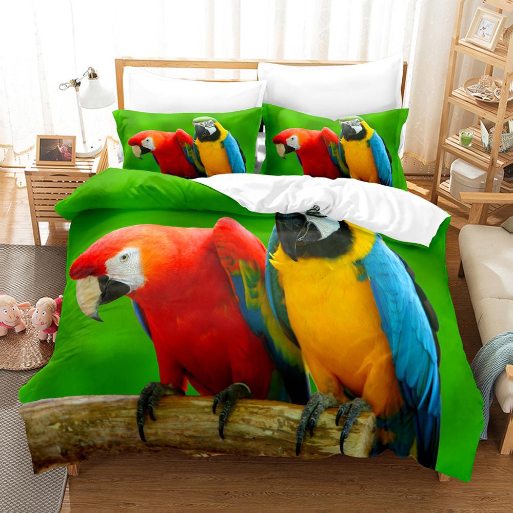 

3D Digital Printing Abrasive Bedding Four-Piece Set Three-Piece Set Parrot Bed Sheet Quilt Cover Pillow quilt 135 * 200 * 1 pillowcase 50 * 75 * 1