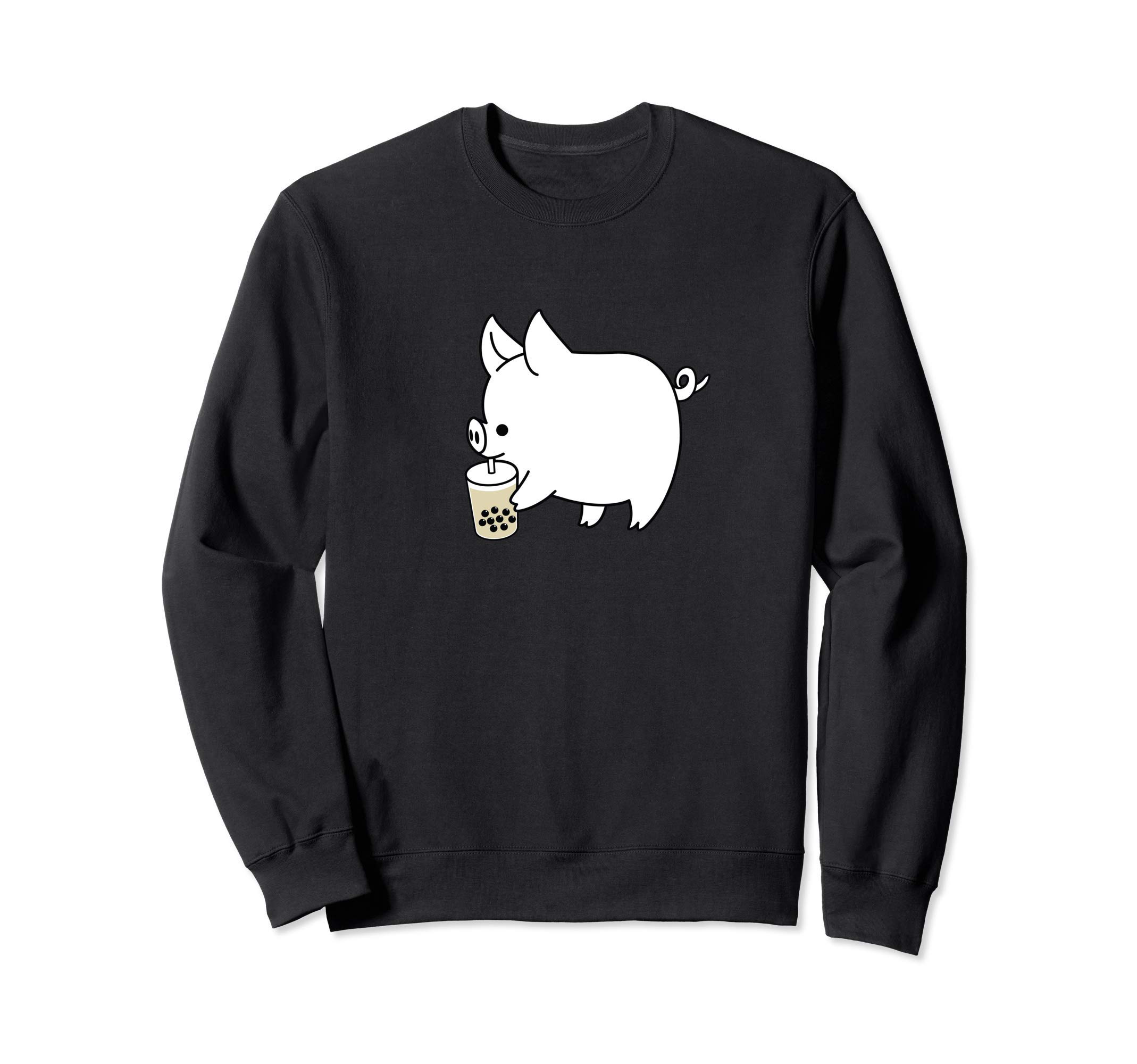 

Cute Baby Pig Drinking Boba Bubble Milk Tea Sweatshirt чёрный