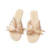 2025 summer new Korean version fashion flat-bottomed satin cool slippers women's bow outer wear holiday beach slippers women