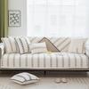 Pure Cotton Embroidery Leaf Sofa Cushion Cover Living Room Stripe Geometric Universal Sofa Cover Non-Slip Simplicity Couch Mat