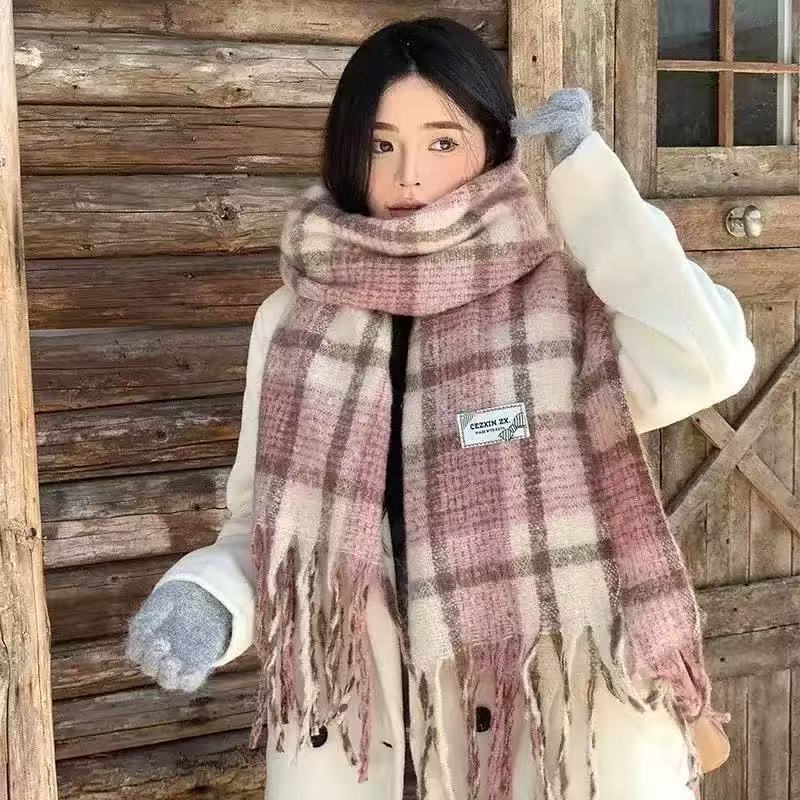 New Autumn and Winter Imitation Cashmere Scarf Women's Thickened Warm Scarf White Tassel Medium and Long Versatile Scarf Scarf Scarf