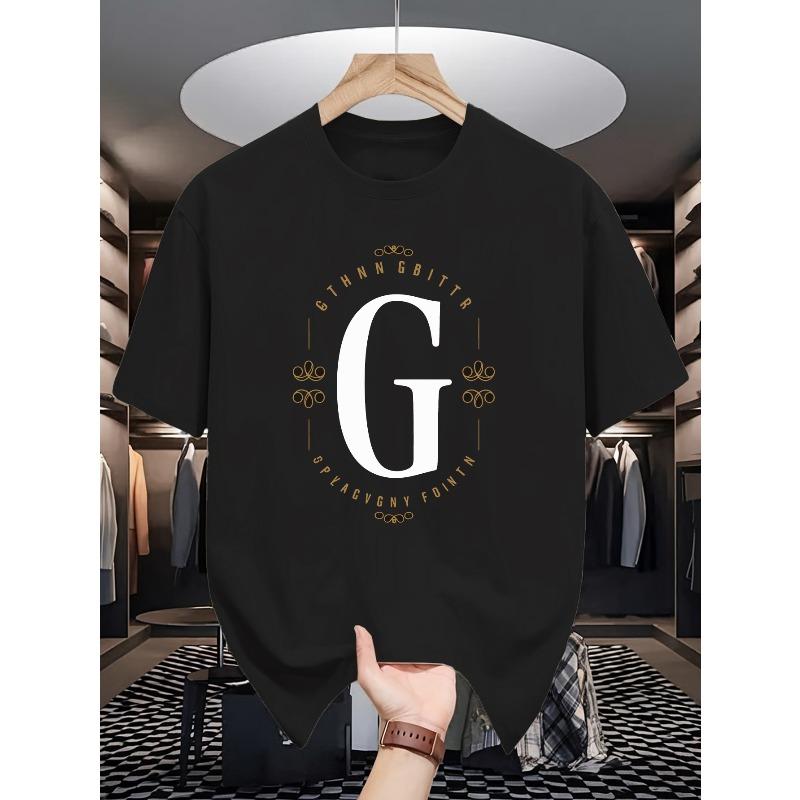 

European Size Men S Short-Sleeve T-Shirts for Summer, Stylish And Trendy Printed Shirts for Young Males, Versatile Round Neck Tops for Spring Summer 4XL чорний