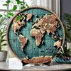 Vintage Rustic World Map Metal Wall Decor for Home Bedroom Farmhouse Living Room