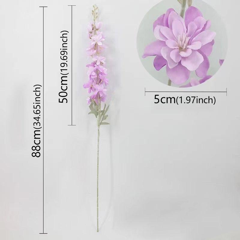 2 Główki 50cm Sztuczny Flokowany Kwiat Ostróżki Dekoracja Ślubna Domowa Fetionzi Sztuczny Dekor Rekwizyty Fotograficzne Sztuczny Kwiat