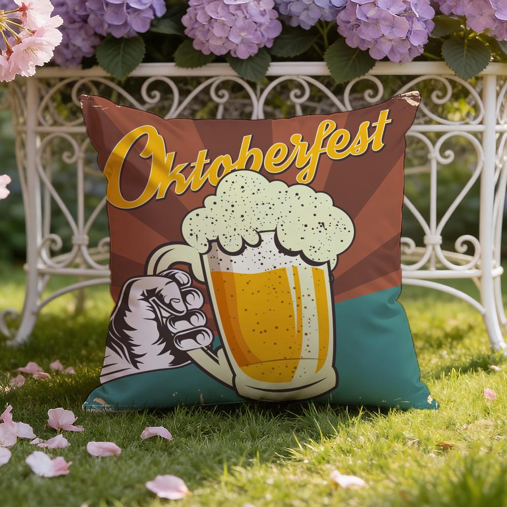 Beer Wine Retro Style Cushion Cover Home & Car Dual-Scene Pillow Cover: Reversible for Premium Comfort