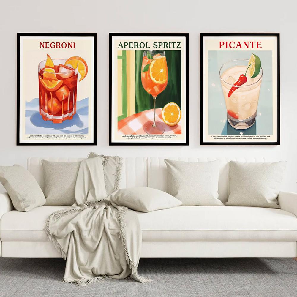 Fruit Juice Picante Aperol Spritz Cocktail Posters Wall Art Print Sangria Drink Negroni Canvas Painting Club Bar Home Decoration