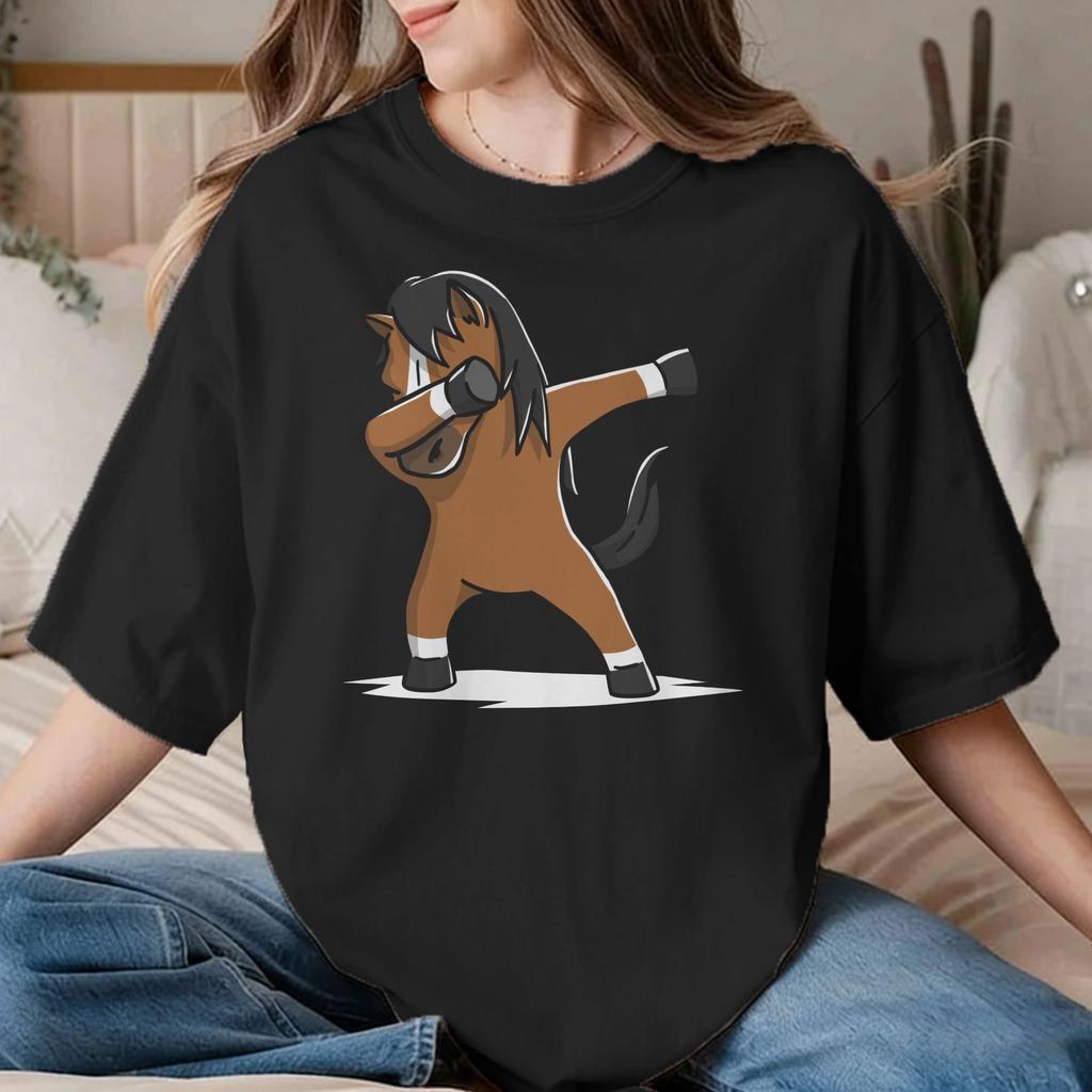 Animal Horse TShirts for Unisex Unisex Equestrian Race Racing Pure Cotton Tee Shirt Crewneck Short Sleeve T Shirt Unique Clothes