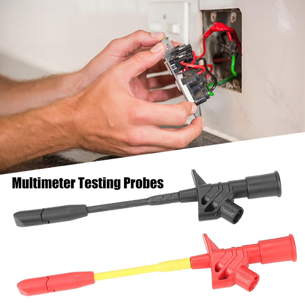 P5005 2pcs Fully Insulated Quick Piercing Test Needle Hook Multimeter Testing Probes 4mm Socket