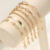 6pcs/set Exquisite Gold Color Cuban Chain Bracelets Set for Women Vintage Chic European And American Bracelet Daily Wear Jewelry