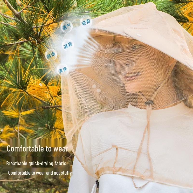 Outdoor Sun Protection Mesh Hat with Face Cover - Beekeeping, Anti-Mosquito, Fishing Shawl, Wide Brim Veil