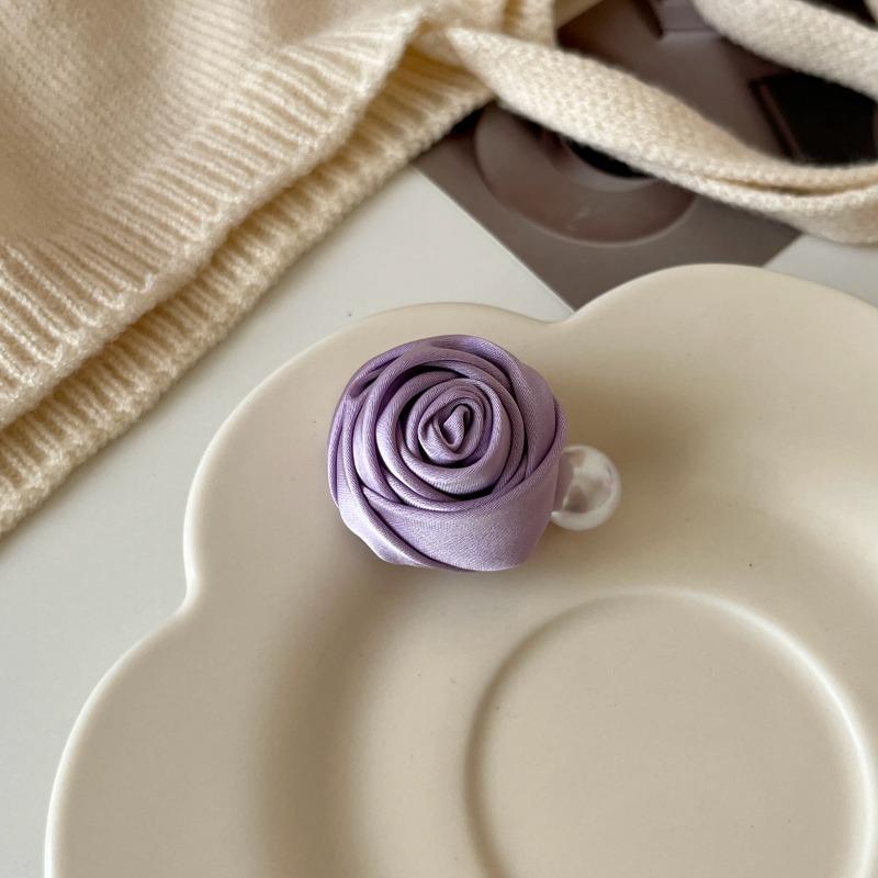 Retro Satin Rose Grab Clip Feminine Hair Clip Large Shark Clip Hair Accessory