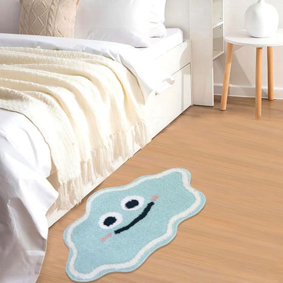 Ultra Soft Floor Mat Smiling Cloud Shape High Absorbent Thick Bath Mat Anti-Slip Design Quick Drying Bathroom Rug