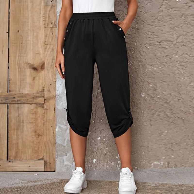 BITCED Women's Fashion Casual Solid Color Print  Trousers