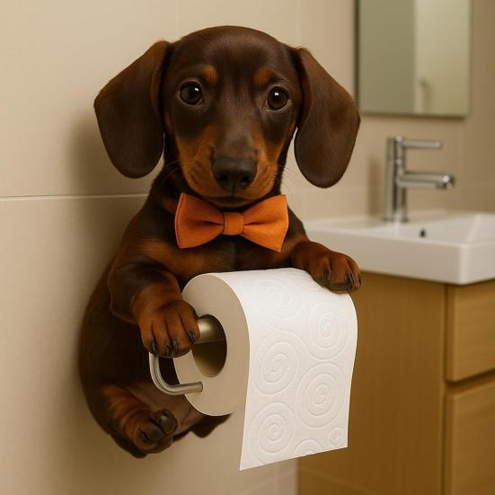 Wall Mount Toilet Paper Holder Easy To Install Dog Shape Design Funny 3D Printed Towel Holder Paper Rack Bathroom Decoration
