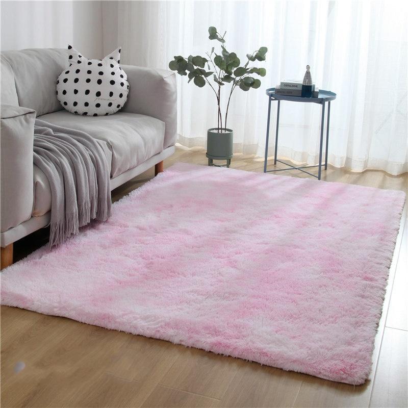 Hand-Dyed Gradient Bedside Blanket, Long-Haired Luxurious Sofa Coffee Table, Bedroom Floor Mat, Home Decoration