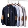 Spring Men Oxford Retro Shirt Japanese Business Casual Trendy Fashion Loose Tops Male Brand Long-Sleeved Patch Shirts Clothes