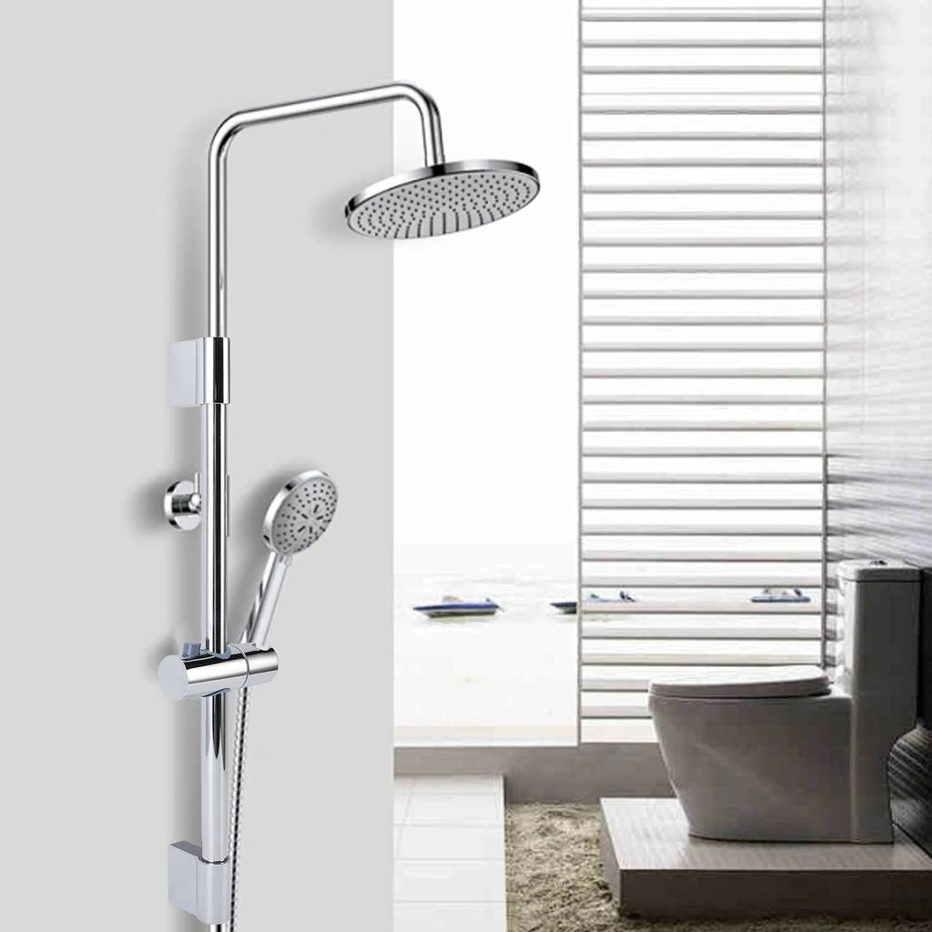 Shower Slide Bar Round Metal Handheld Shower Sliding Bar with   Shower Head Holder for Bathroom 40cm