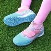 High Quality Turf Soccer Shoes Boys Girls High Top HOOK&LOOP Kids Futsal Sneakers Fashion Green TF Football Boots For Children