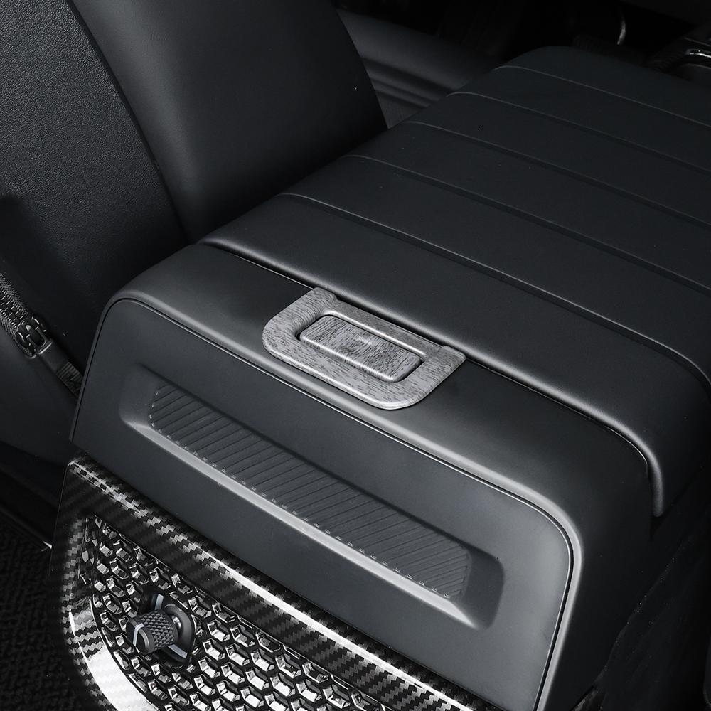 2PCS ABS Black Carbon Fiber Silver Storage Box Button Frame Cover Trim For KiA TASMAN 2025 2026 Accessories