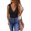 Women's Summer Lace Print Solid Color V Neck Sleeveless Tank Tops Slim Fit Sleeveless Tops