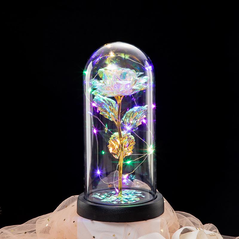 Gold Foil Rose Acrylic Cover Night Light - Preserved Flower Gift for Christmas, Valentine's Day, or Birthday