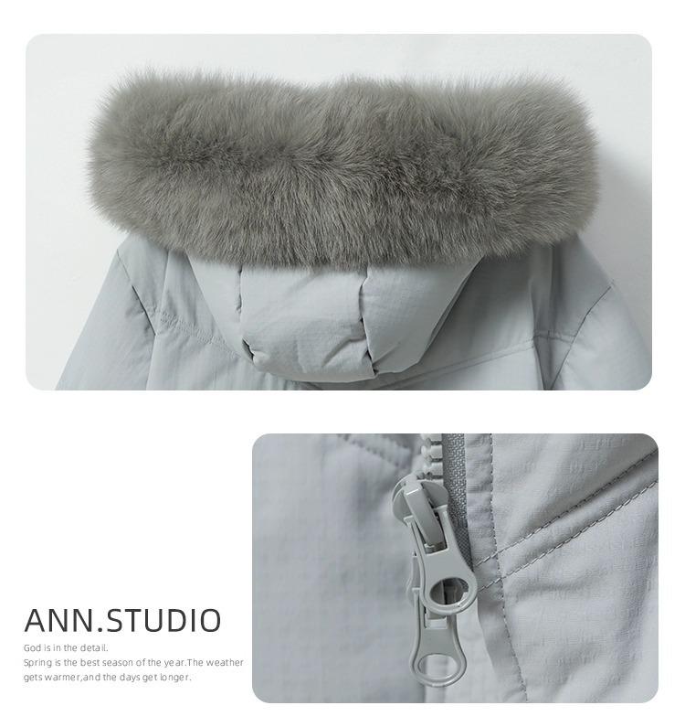 2025 Women's Korean Style Winter Down Jacket: Mid-Length, Hooded, with Large Fur Collar, Loose Fit, Thick and Warm.