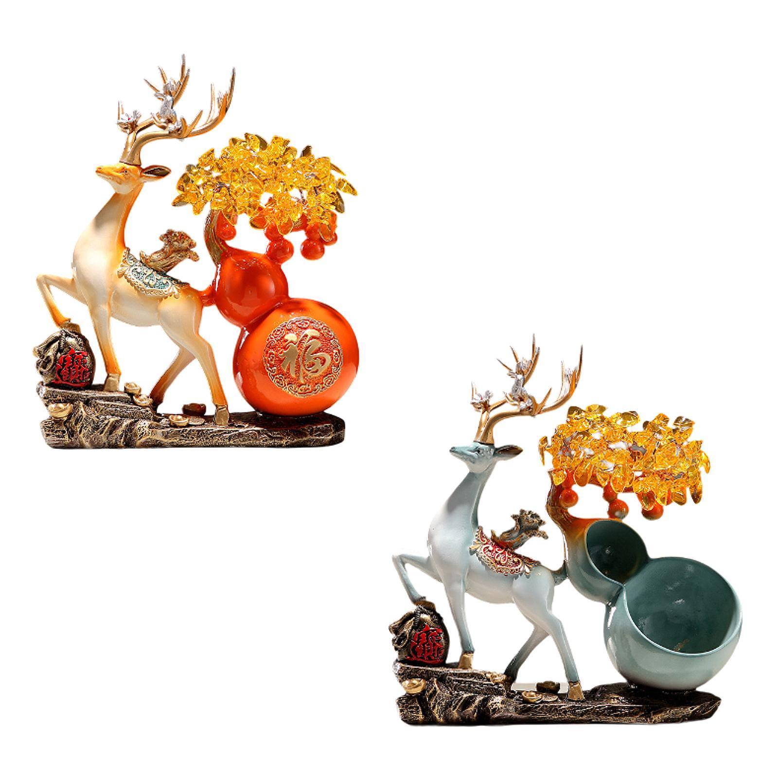 

Deer Sculpture Table Centerpiece Deer Statue for Home Bookcase Living Room 26cmx11cmx30cm