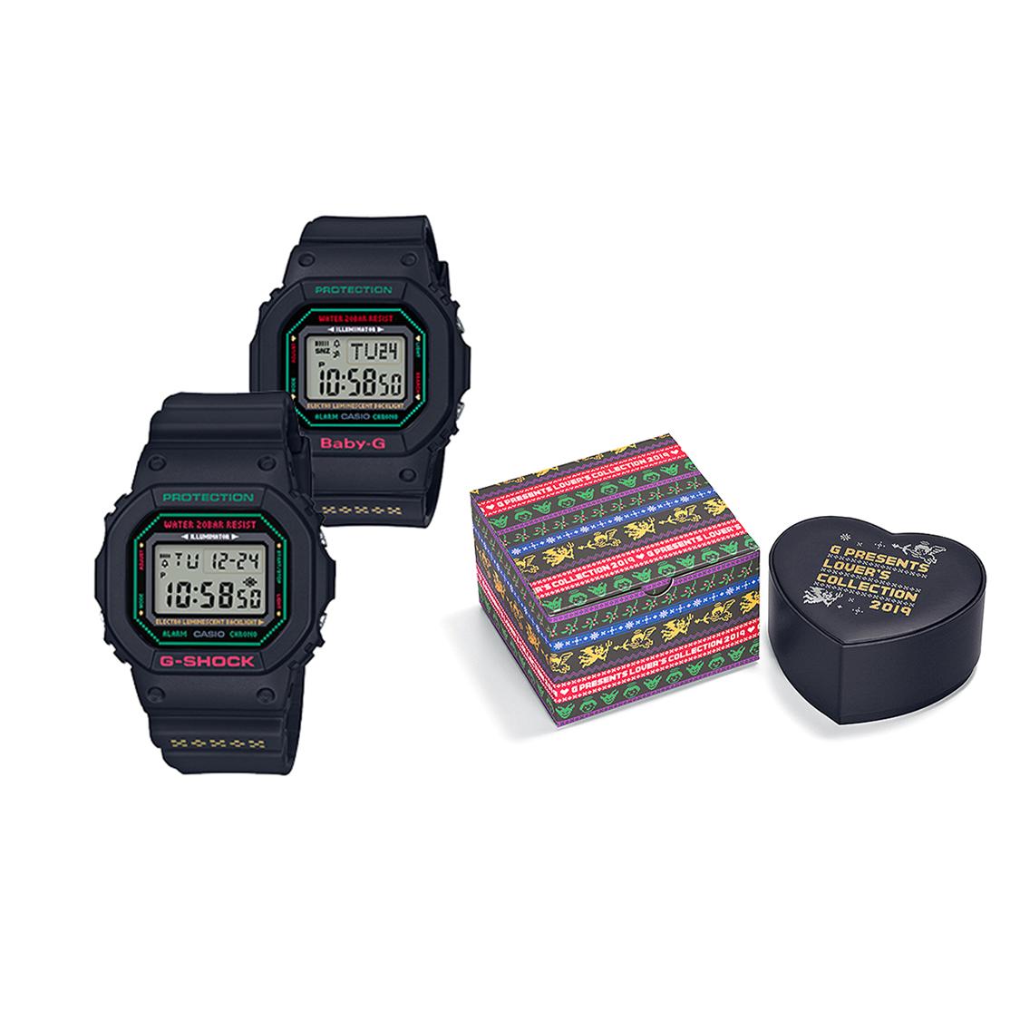 CASIO Unisex Pair Table Series Black Watch LOV-19B-1PR LOV-19B-1PR Black