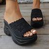Cut-out Wedge Heel Slippers Women's Summer 2025 New Platform Size Pancake Open-toe Sandals
