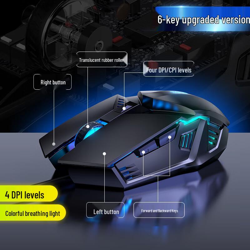 Youshi USB Wired Silent Left-Handed Mouse