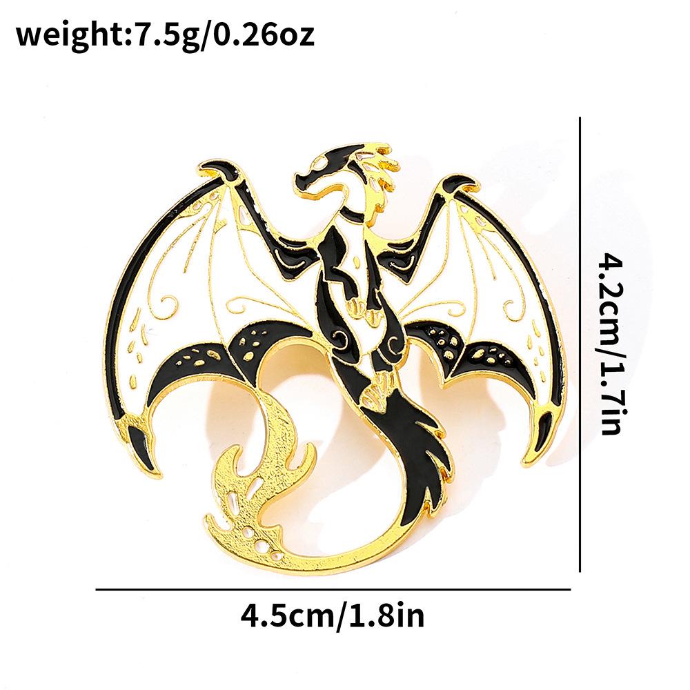 Creativity Personality Black White Dinosaur Monster Cthulhu Snake Eagle Metal Badge Brooch for Women Men Jewelry Accessory Gifts