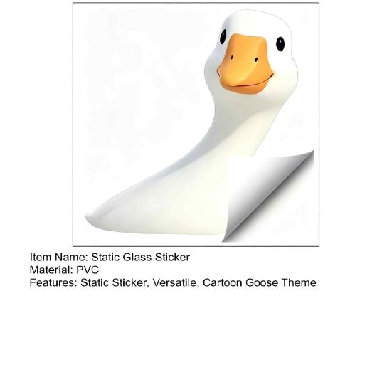 Transparent Pattern Decal Cartoon Big White Goose Static Sticker, Removable PVC Decorative Creative Store Window Sticker Decal, Reusable Film for Home
