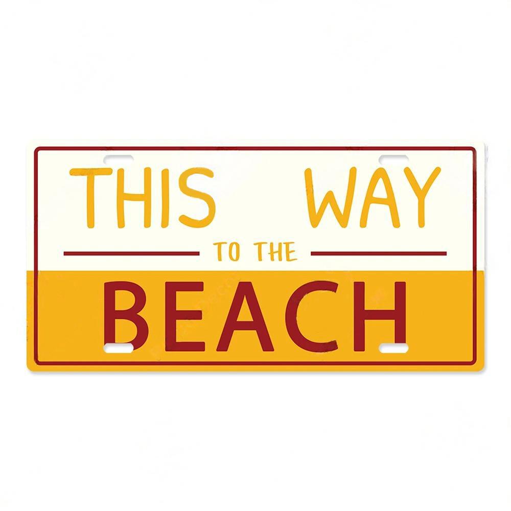 Summer Beach License Posters Wall Decor Plate Meal Sign Plaque Metal Vintage Tin Sign Room Decoration for Bar Pub
