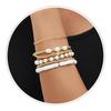 Meier 18k Copper Plated Beaded Elastic Bracelet Imitation Pearl Multi-layered Beaded Bracelet Easiest for Match