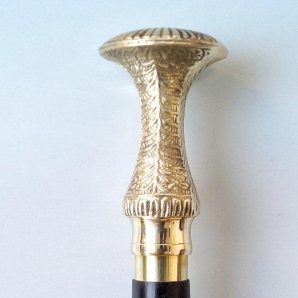 Vintage Style Maritime Walking Stick – 91.44 Cm Shiny Brass Handle with Black Stick