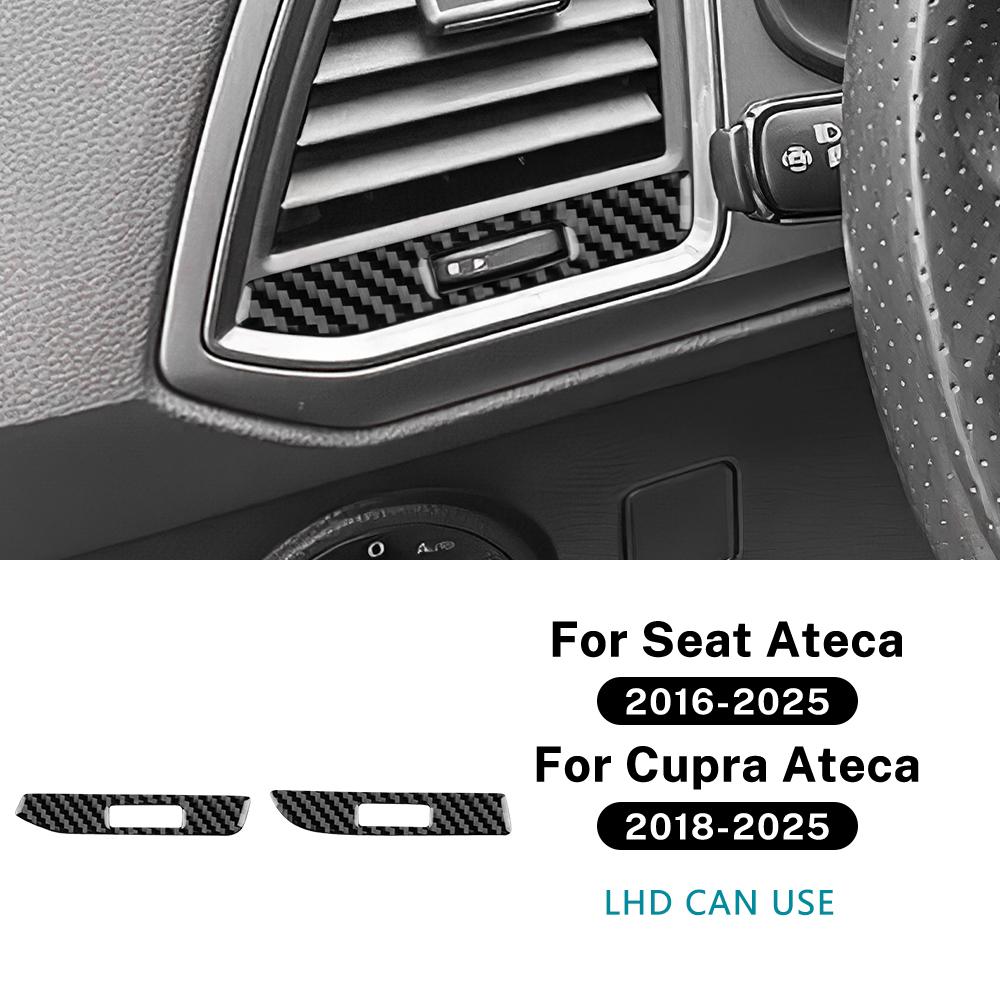For SEAT Ateca 5F 2016-2025 For Cupra Ateca 5F 2018-2025 Real Soft Carbon Fiber Sticker LHD RHD Car Central Control Air Outlet