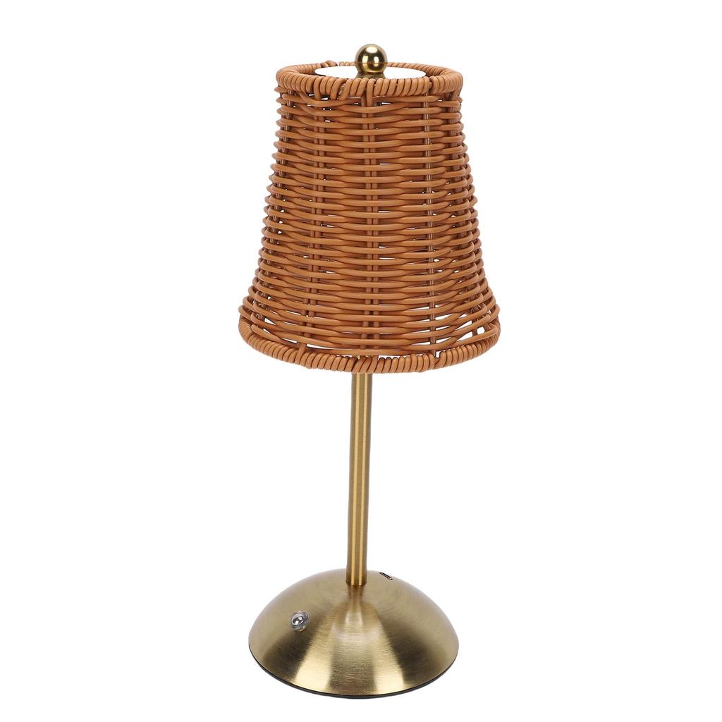Vintage Rattan Table Lamp LED Dimmable 3 Color Temperatures Rechargeable Cordless Bedside Lamp for Bedroom Living Room