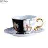 Watercolor Tiger and Leopard Ceramic Cups Gold-plated Coffee Cup Painted Mugs Afternoon Tea Teacup Milk Fruit Juice Container