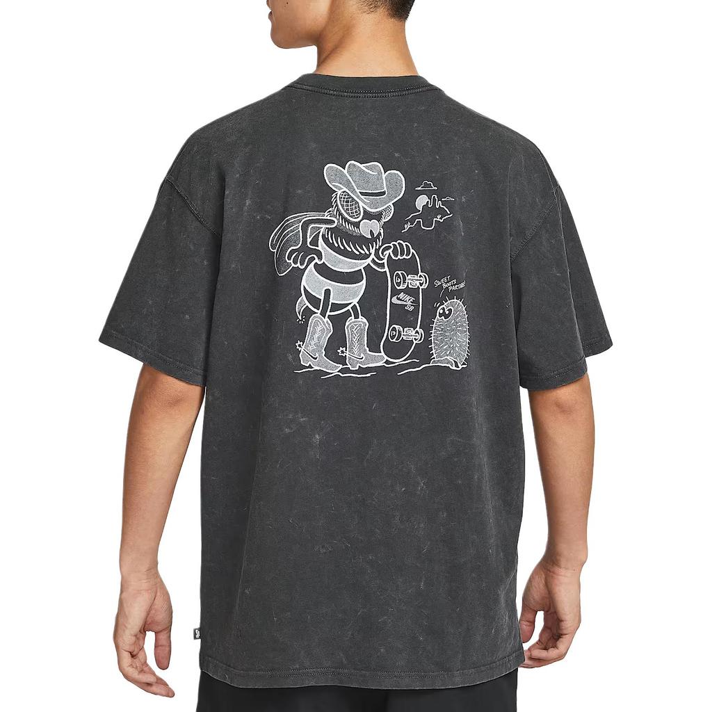 Nike SB T Shirts Men's Gray Black Crew Neck Moderate HV1307-045