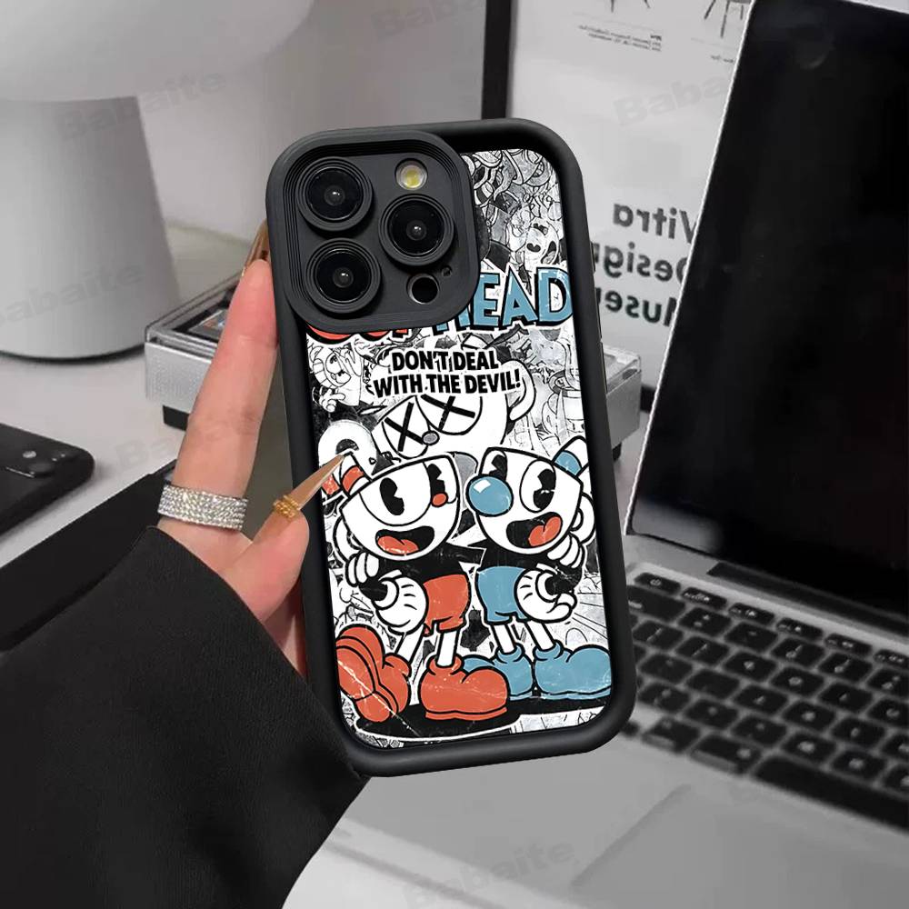 Anime Cuphead Cartoon Phone Case For IPhone 17 16 15 14 13 12 11 Pro Max Plus Silicone Shockproof Case