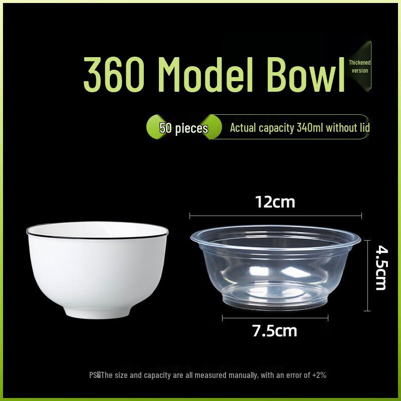 Beiyipin Disposable Plastic Round Bowls with Lids, 50-Pack