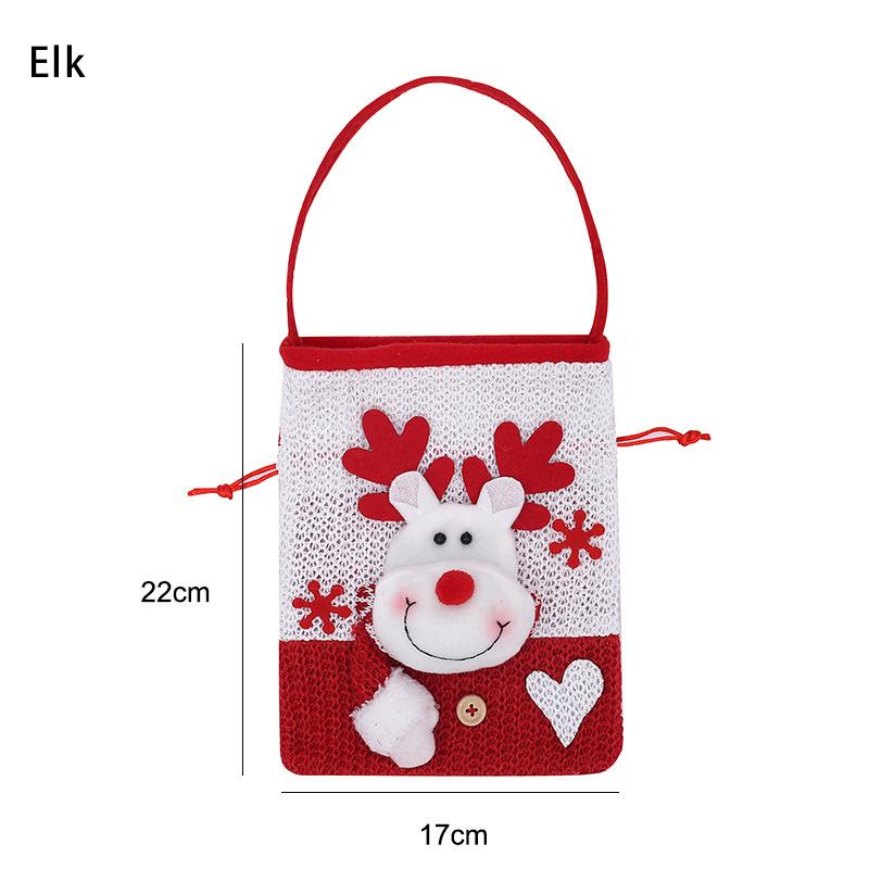 

17x22cm Christmas Gift Bag Square Knit Cute Apple Candy Package Christmas Eve Decoration Santa Claus Snowman Elk New Year Xmas 17x22cm