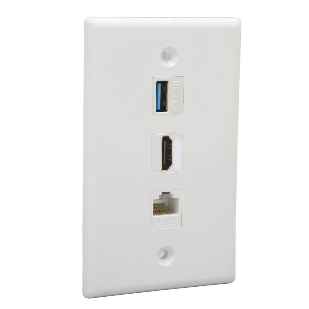HD Multimedia Interface Wall Plate Solder Free CAT6 USB3.0 HD Multimedia Interface 3 Port Wall Plate Outlet